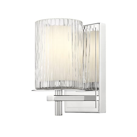Z-Lite Grayson Wall Sconce, 1-Light, 4.75 In.W x 5.75 In.L x 8.25 In.H, Chrome/Clear + Etched Opal 1949-1S-CH